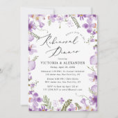 Moderne Waterverf Paarse bruiloft repetitie diner Kaart (Voorkant)