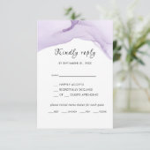Moderne Waterverf Paarse bruiloft RSVP Kaartje (Staand voorkant)