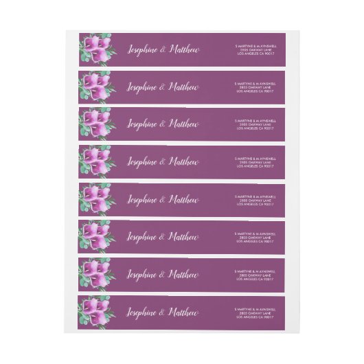 Moderne Waterverf Paarse Calla Lily bruiloft (Vel)