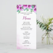 Moderne Waterverf Paarse Calla Lily Bruiloft Menu (Staand voorkant)