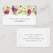 Moderne Waterverf Paarse Floral Visitekaartje (Voorkant / Achterkant)
