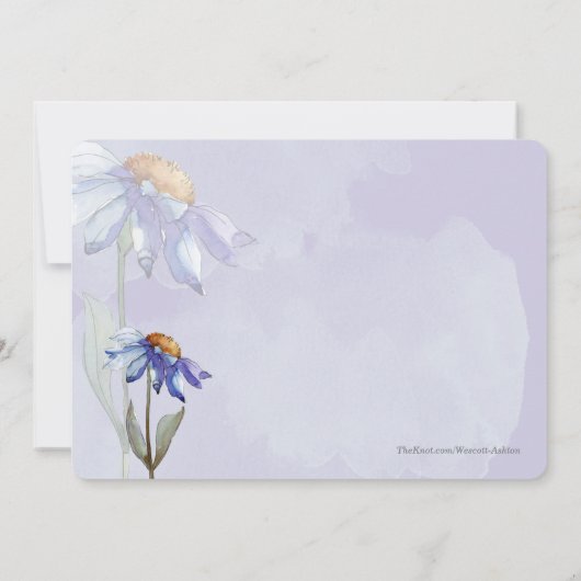 Moderne Waterverf Paarse Gerbera Daisy bruiloft Kaart (Achterkant)