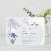 Moderne Waterverf Paarse Gerbera Daisy bruiloft Kaart (Staand voorkant)