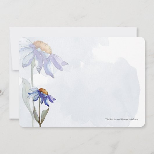 Moderne Waterverf Paarse Gerbera Daisy bruiloft Kaart (Achterkant)