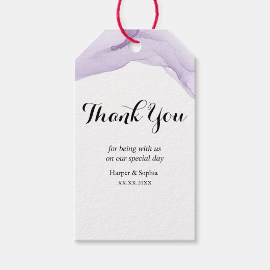 Moderne Waterverf Paarse Huwelijkscadeautag Cadeaulabel (Voorkant)