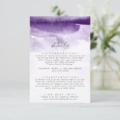 Moderne Waterverf | Paarse huwelijksgegevens Informatiekaartje (Staand voorkant)