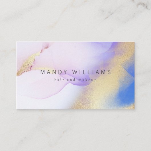 Moderne Waterverf Paarse inktvis Gold Abstracte ma Visitekaartje (Voorkant)