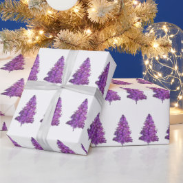 Moderne Waterverf Paarse kerstmis Cadeaupapier