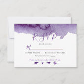 Moderne Waterverf Paarse kleurwasprogramma's RSVP Kaartje (Voorkant)