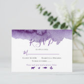 Moderne Waterverf Paarse kleurwasprogramma's RSVP Kaartje (Staand voorkant)