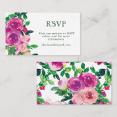 Moderne Waterverf Paarse magenta Floral RSVP Informatiekaartje (Voorkant / Achterkant)