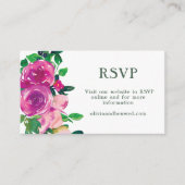 Moderne Waterverf Paarse magenta Floral RSVP Informatiekaartje (Voorkant)