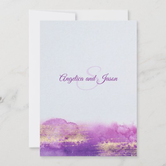 Moderne Waterverf Paarse Mauve Lila bruiloft Kaart (Achterkant)