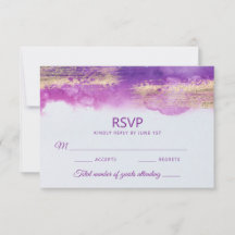 Moderne Waterverf Paarse Mauve Violet Gouden Bruil