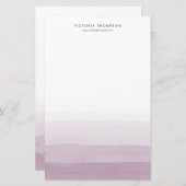 Moderne Waterverf Paarse Ombre gepersonaliseerd Briefpapier (Voorkant / Achterkant)