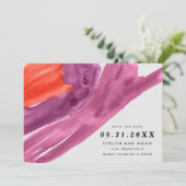 Moderne Waterverf Paarse Save the Date (Staand voorkant)