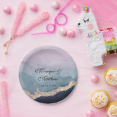 Moderne Waterverf Paarse Stusty Blue Agate Wedding Papieren Bordje (Feest)