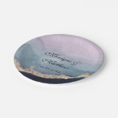 Moderne Waterverf Paarse Stusty Blue Agate Wedding Papieren Bordje (Gekanteld)