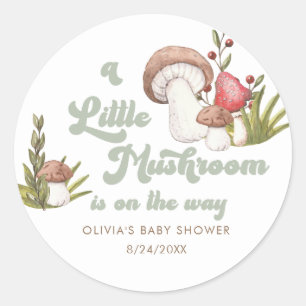 Moderne Waterverf Paddenstoel Baby shower Favors Ronde Sticker