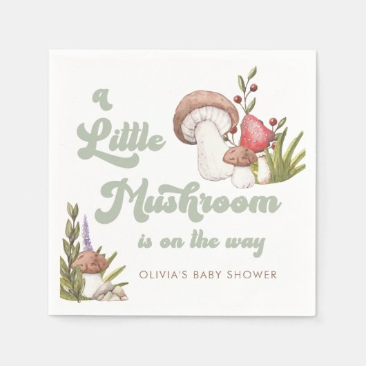 Moderne Waterverf paddenstoel Baby shower Servet (Voorkant)