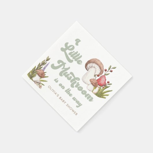 Moderne Waterverf paddenstoel Baby shower Servet (Hoek)