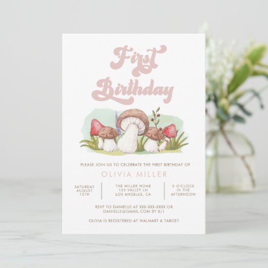 Moderne Waterverf paddenstoel Kaart (Staand voorkant)