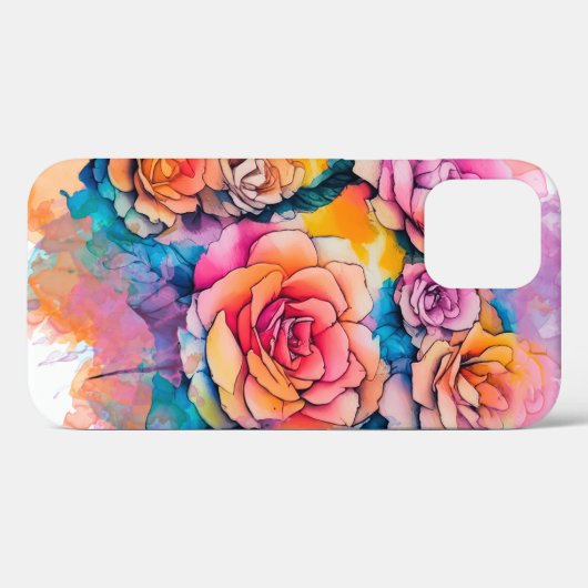 Moderne Waterverf Paint Daubs Rozen Bouquet Case-Mate iPhone Case (Achterkant (horizontaal))