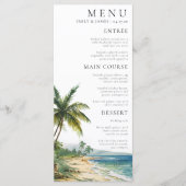 Moderne Waterverf Palm Beach Bruiloft Menu (Voorkant)