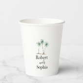 Moderne Waterverf Palm Tree Trouwpapier Cup Papieren Bekers (Achterkant)