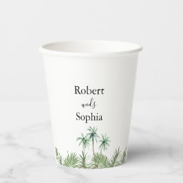 Moderne Waterverf Palm Tree Trouwpapier Cup Papieren Bekers