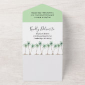 Moderne Waterverf palm Tree Wedding All In One Uitnodiging (Buitenkant)