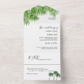 Moderne Waterverf palm Tree Wedding All In One Uitnodiging (Binnen)