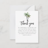 Moderne Waterverf Palm Tree Wedding Dank u Notitiekaartje (Achterkant)