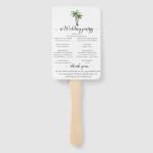 Moderne Waterverf palm Tree Wedding Handwaaier (Achterkant)