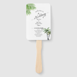 Moderne Waterverf palm Tree Wedding Handwaaier