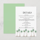 Moderne Waterverf palm Tree Wedding Informatiekaartje (Voorkant / Achterkant)