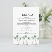 Moderne Waterverf palm Tree Wedding Informatiekaartje (Staand voorkant)