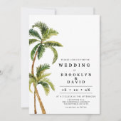 Moderne Waterverf palm Tree Wedding Kaart (Voorkant)