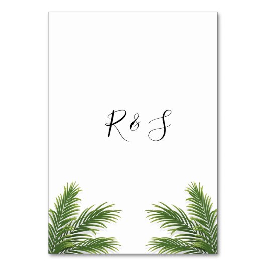 Moderne Waterverf palm Tree Wedding Kaart (Achterkant)