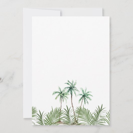 Moderne Waterverf Palmboom Bruiloft Save The Date (Achterkant)