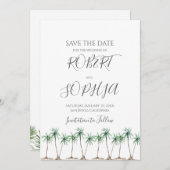 Moderne Waterverf Palmboom Bruiloft Save The Date (Voorkant / Achterkant)