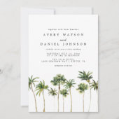 Moderne Waterverf palmboom foto bruiloft Kaart (Voorkant)