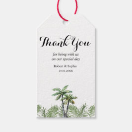 Moderne Waterverf Palmboom Trouwcadeaukaart Cadeaulabel