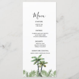 Moderne Waterverf Palmboom Trouwdag Menu