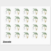 Moderne Waterverf Palmboom Trouwdag Ronde Sticker (Vel)