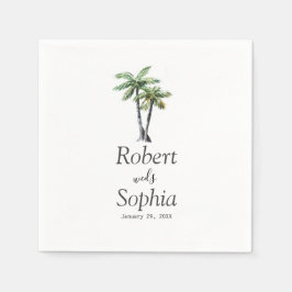 Moderne Waterverf Palmboom Trouwdag Servet