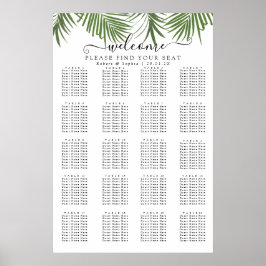 Moderne Waterverf Palmboom Zitplaatskaart Poster