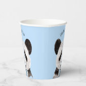 Moderne Waterverf Panda met naam en pastblauw Papieren Bekers (Rechts)