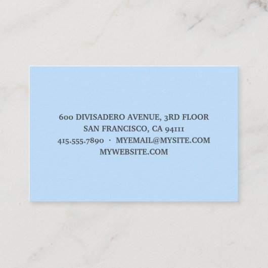 Moderne Waterverf Panda met naam en pastblauw Visitekaartje (Achterkant)