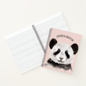 Moderne Waterverf Panda met naam en pastelroze Notitieboek (Binnen)
